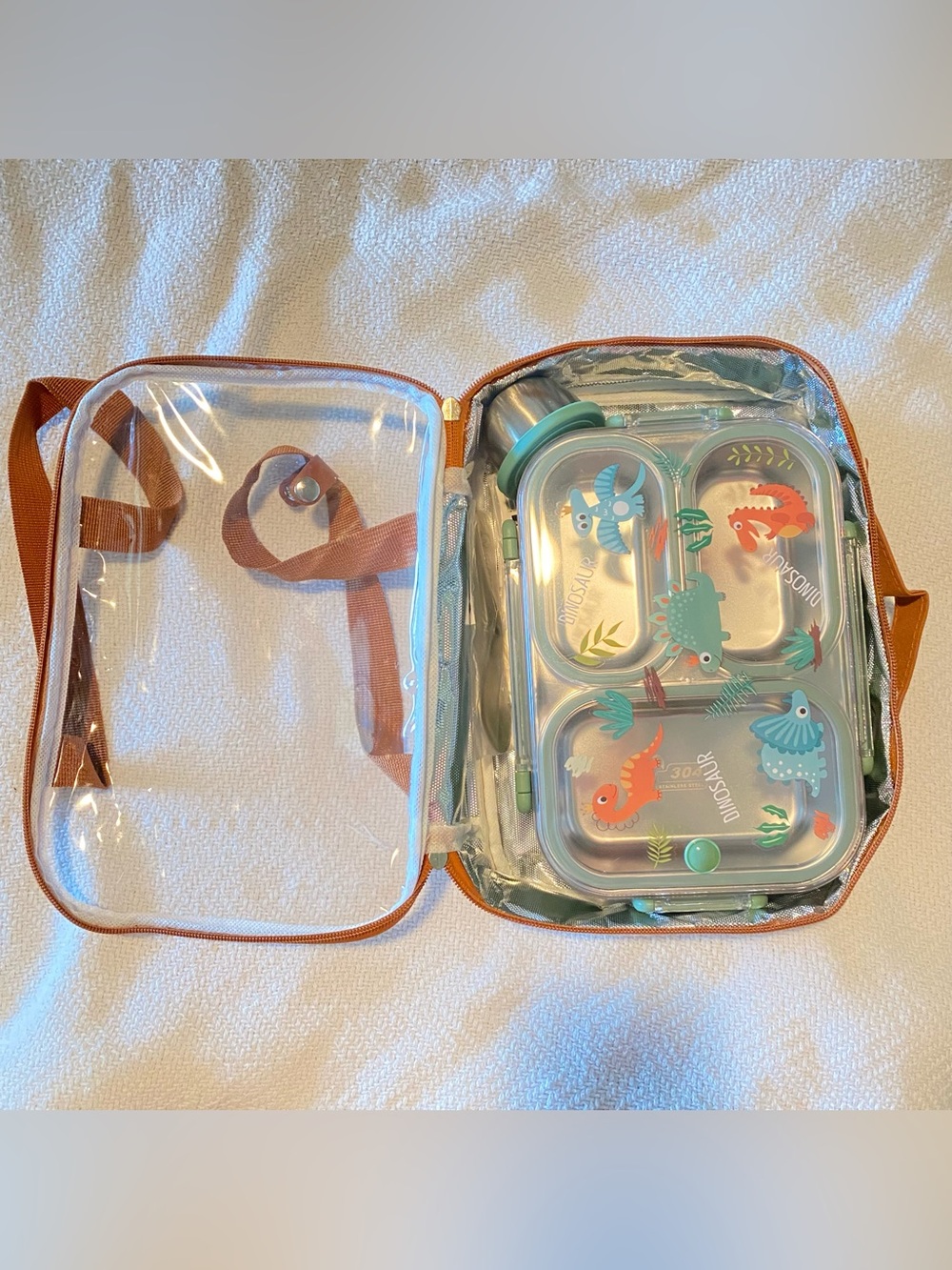 NWOT Lunchbox Insulated with Top Straps, Stainless Steel Utensils - Picture 5 of 13